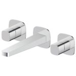 RAK Petit Square Wall Mounted 3 Hole Basin Mixer Chrome
