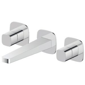 RAK Petit Square Wall Mounted 3 Hole Basin Mixer Chrome