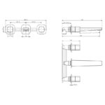 RAK Petit Square Wall Mounted 3 Hole Basin Mixer Chrome