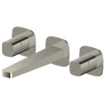 RAK Petit Square Wall Mounted 3 Hole Basin Mixer Brushed Nickel