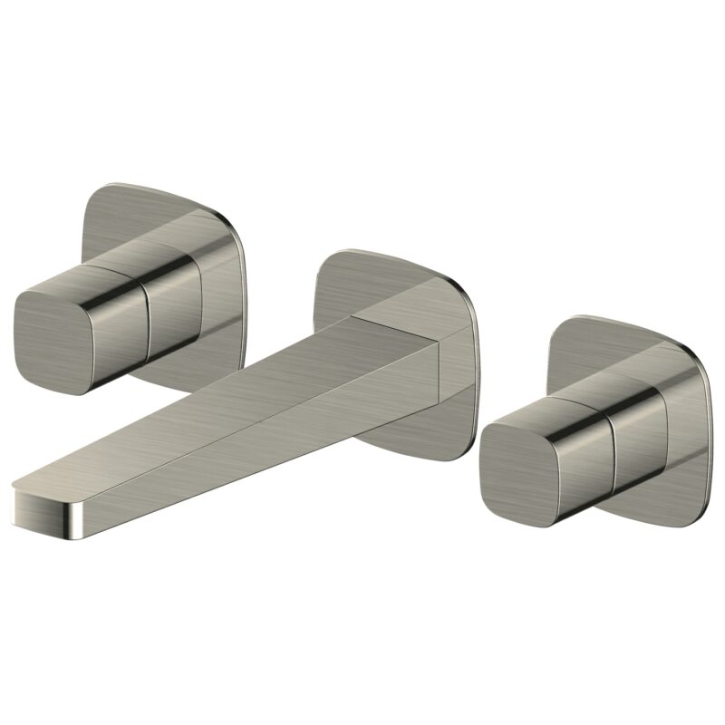 RAK Petit Square Wall Mounted 3 Hole Basin Mixer Brushed Nickel RAK Petit Square Wall Mounted 3 Hole Basin Mixer Brushed Nickel