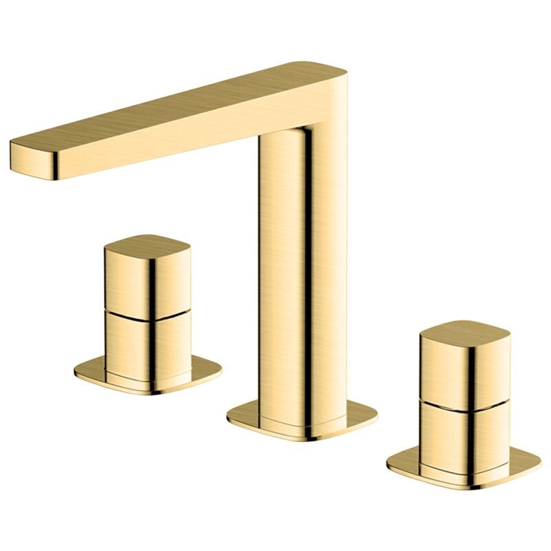 RAK Petit Square 3 Hole Basin Mixer Brushed Gold RAK Petit Square 3 Hole Basin Mixer Brushed Gold