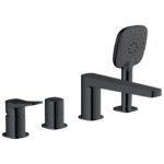 RAK Petit Square 4 Hole Bath Shower Mixer Matt Black