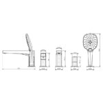 RAK Petit Square 4 Hole Bath Shower Mixer Brushed Nickel
