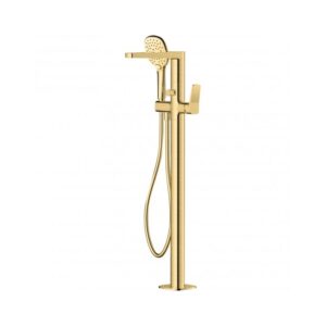 RAK Petit Square Freestanding Bath Shower Mixer Brushed Gold