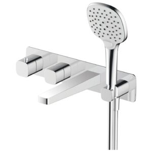RAK Petit Square Wall Thermostatic Bath Shower Mixer Chrome
