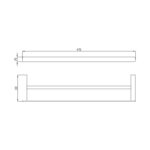 RAK Petit Square 45cm Double Towel Bar Chrome
