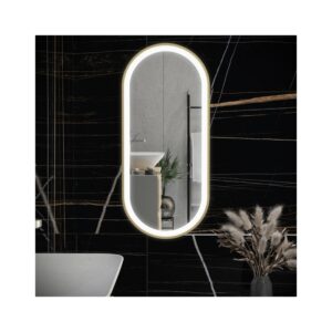 RAK Picture Oval LED Mirror with Demister 1000x450mm Brushed Gold