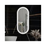 RAK Picture Oval LED Mirror with Demister 1000x450mm Brushed Nickel
