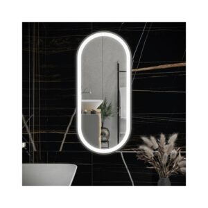 RAK Picture Oval LED Mirror with Demister 1000x450mm Brushed Nickel