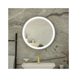 RAK Picture Round LED Mirror with Demister 800mm Brushed Nickel