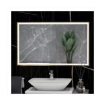 RAK Picture Square LED Mirror with Demister 600x1000mm Brushed Gold