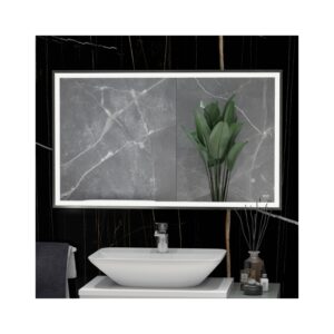 RAK Picture Square LED Mirror with Demister 600x1000mm Brushed Nickel