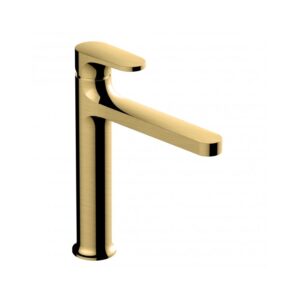 RAK Portofino Medium Height Basin Mixer No Waste Brushed Gold