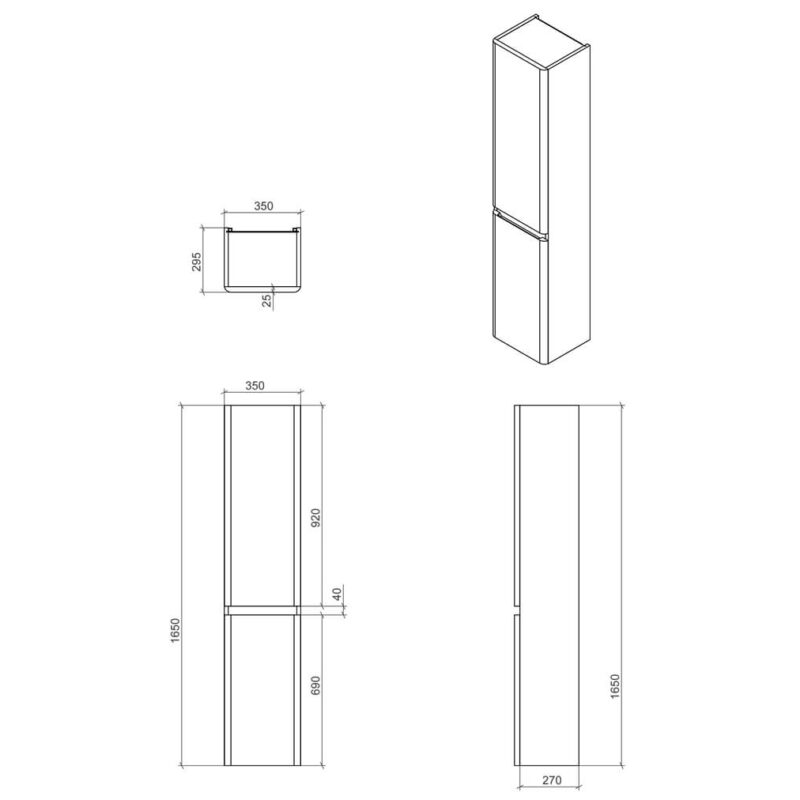 RAK Resort 35x165cm Tall Storage Unit Matt Mushroom