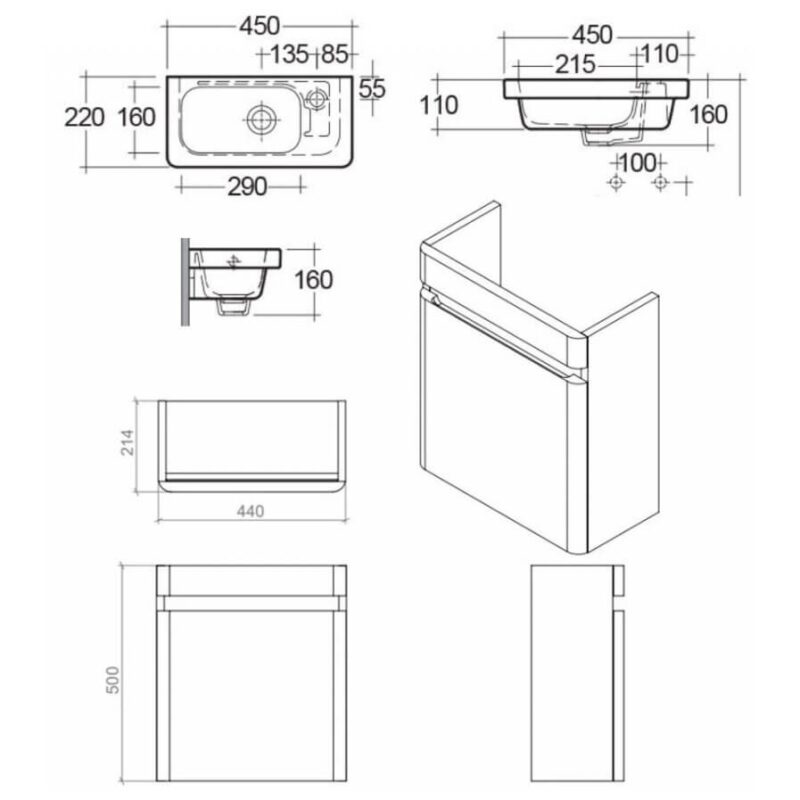 RAK Resort 45cm Cloakroom Basin Unit Matt White