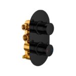 RAK Round Dual Outlet 2 Handle Thermostatic Shower Valve Black