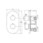 RAK Round Dual Outlet 2 Handle Thermostatic Shower Valve Black