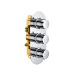 RAK Round Dual Outlet, 3 Handle Thermostatic Shower Valve Chrome