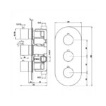 RAK Round Dual Outlet, 3 Handle Thermostatic Shower Valve Chrome