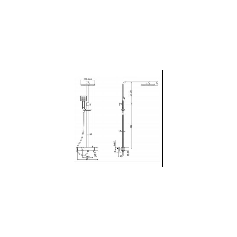 RAK Cool Touch Square Thermostatic Shower Column (WRAS)