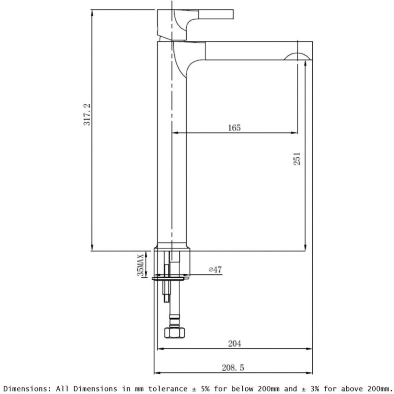 RAK Sorrento Tall Basin Mixer Chrome