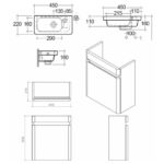 RAK Resort 450mm Wall Cloakroom Unit & RH Basin Matt White
