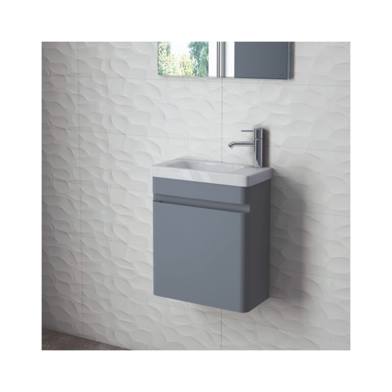 RAK Resort 450mm Wall Cloakroom Unit & RH Basin Matt Grey