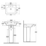 RAK Resort 550mm 1 Hole Basin & Full Pedestal