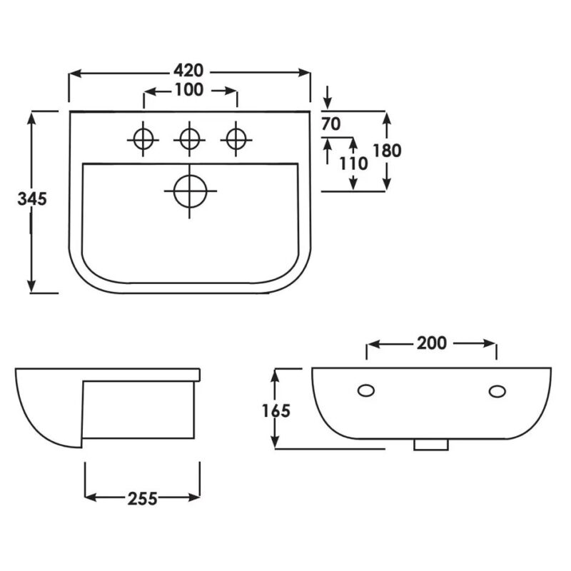 RAK Series 600 42cm Semi Recessed Basin 1 Tap Hole