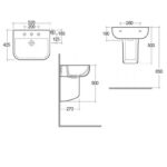 RAK Series 600 520mm 1 Hole Basin & Semi Pedestal
