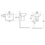 RAK Summit 500mm 1 Hole Basin & Semi Pedestal