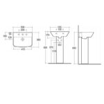 RAK Summit 500mm 1 Hole Basin & Full Pedestal
