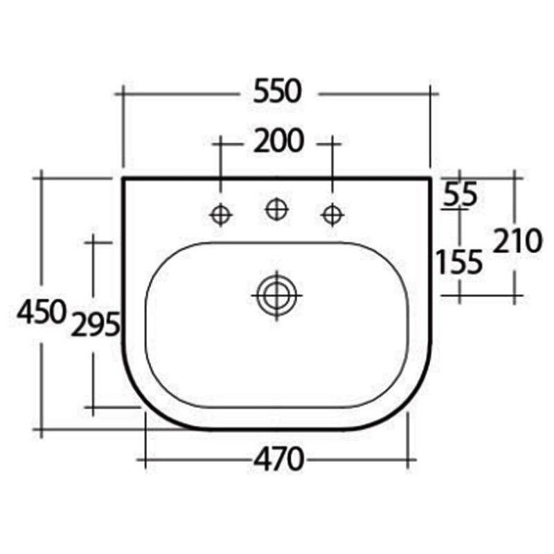 RAK Tonique 550mm 1 Hole Basin & Semi Pedestal