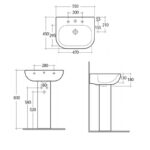 RAK Tonique 550mm 1 Hole Basin & Full Pedestal