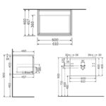 RAK Uno 1 Drawer 600mm Wall Vanity Unit & Basin Pure White
