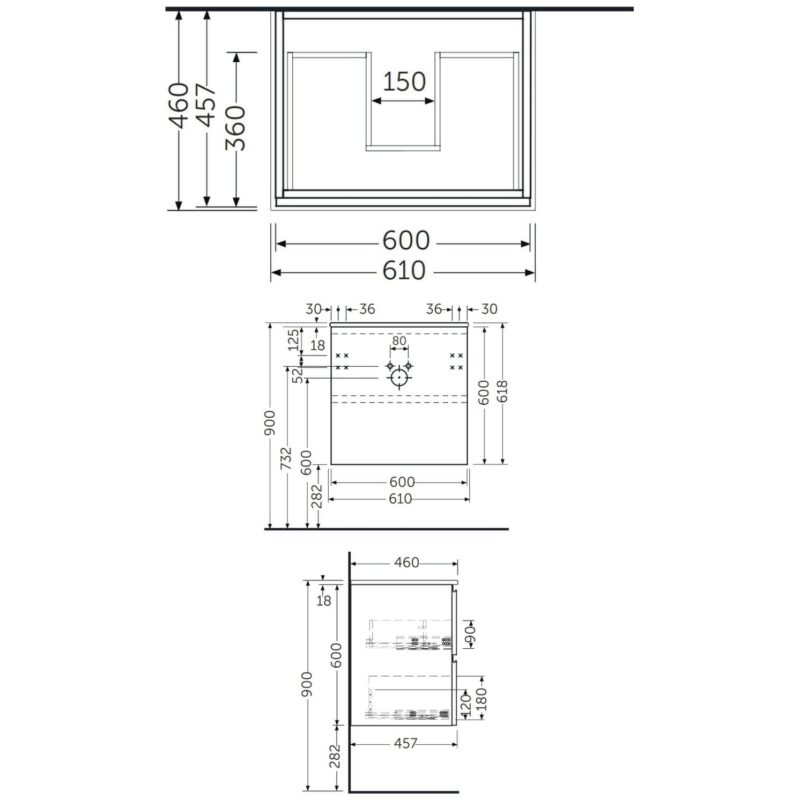 RAK Uno 60cm Wall Hung Basin Unit White