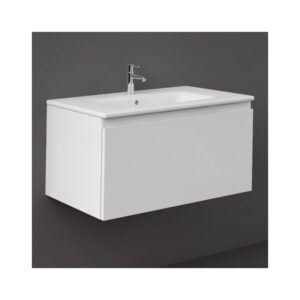 RAK Uno 1 Drawer 800mm Wall Vanity Unit & Basin Pure White