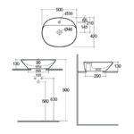 RAK Variant Oval Counter Basin 50cm 1 Tap Hole