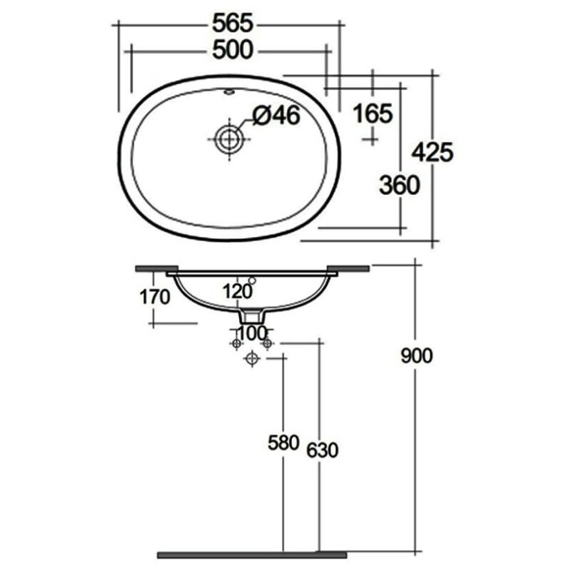 RAK Variant Oval Undermount Basin 565mm