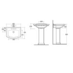 RAK Washington 650mm 1 Hole Basin & Full Pedestal