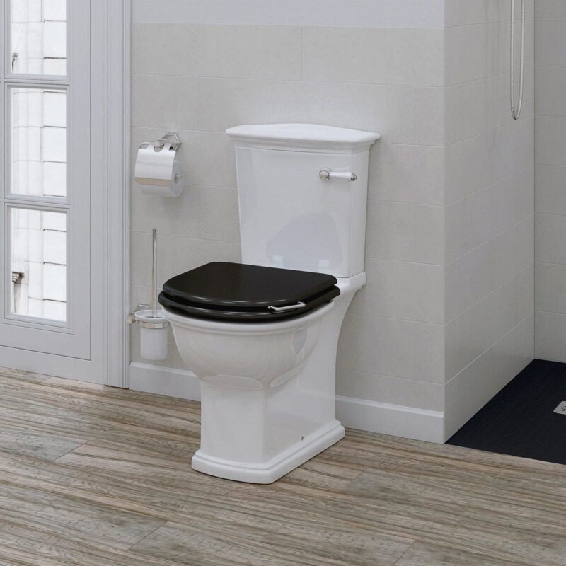 RAK Washington WC with Lever Handle & Matt Black Seat