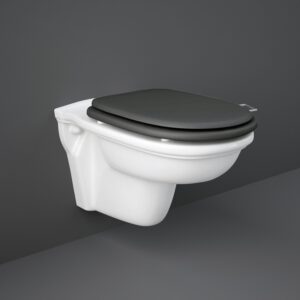 RAK Washington Rimless Wall Hung Pan & Matt Black Soft Close Seat