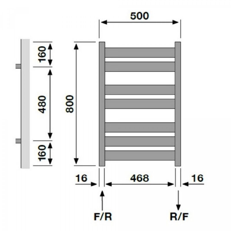 Redroom Azor Anthracite 800x500mm Towel Radiator
