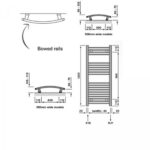Redroom Elan Curved White 1200x600mm Towel Radiator