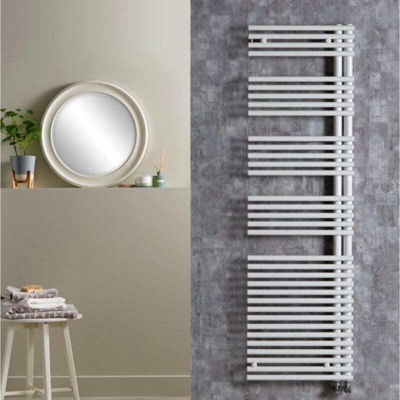 Redroom Omnia White 1161x496mm Towel Radiator Left Hand