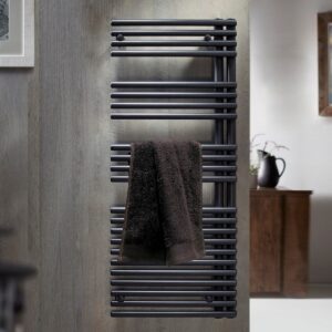 Redroom Omnia Anthracite 1161x496mm Towel Radiator Left Hand