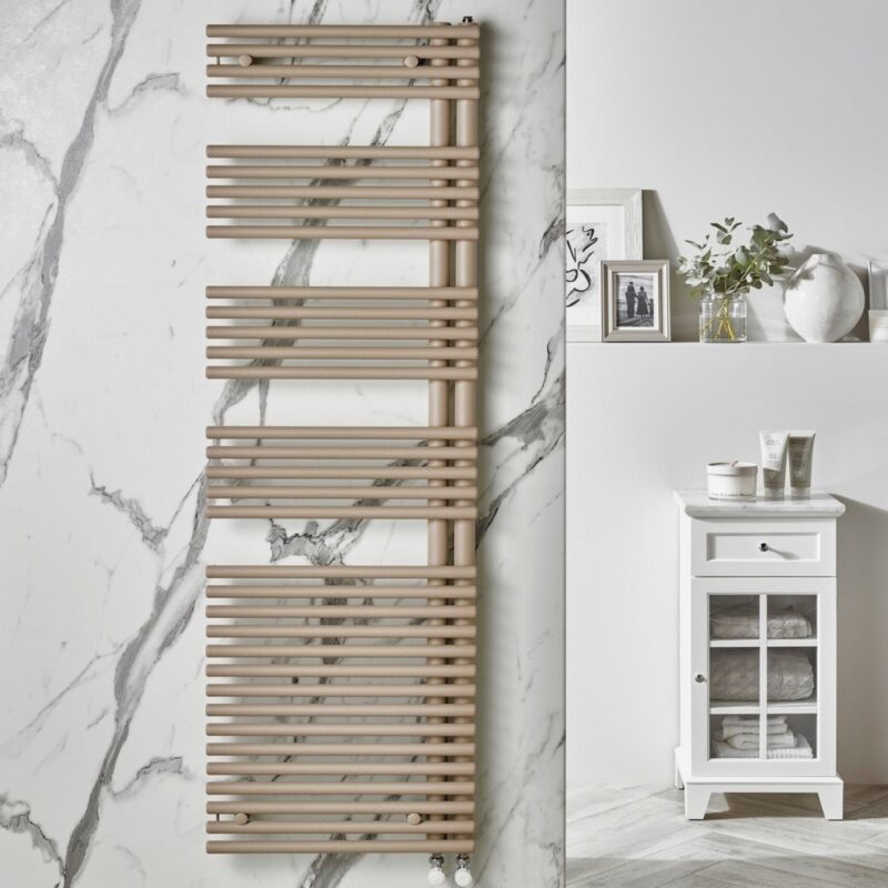Redroom Omnia Quartz Beige 1161x496mm Towel Radiator Left Hand