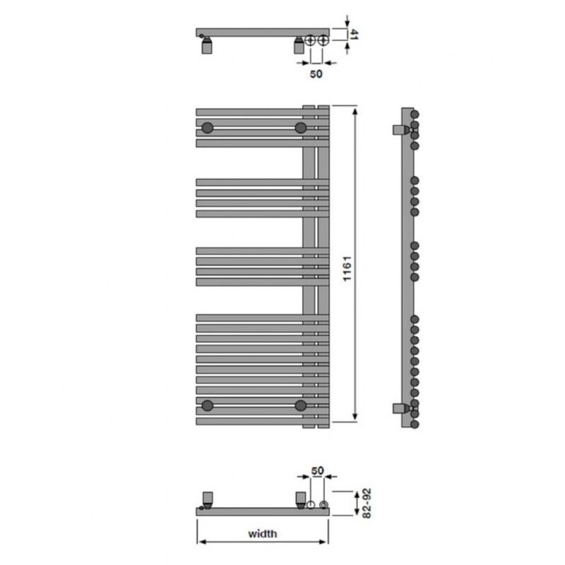 Pure Elements Sovereign Titane 1161 x 596mm Towel Radiator Right Hand