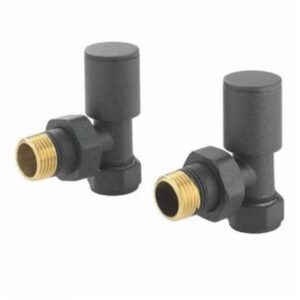 Redroom Angled Round Radiator Valve Pack Anthracite